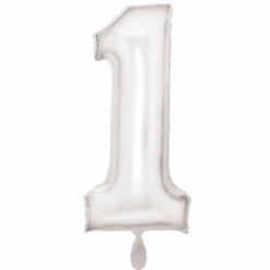 Amscan Zahlen-Ballon Silk Lustre White