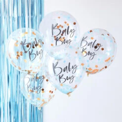 Ginger Ray 5 Konfetti Ballons "Baby Boy!"