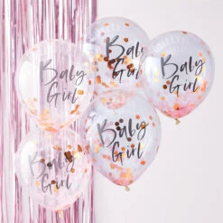 Ginger Ray 5 Konfetti Ballons "Baby Girl!"