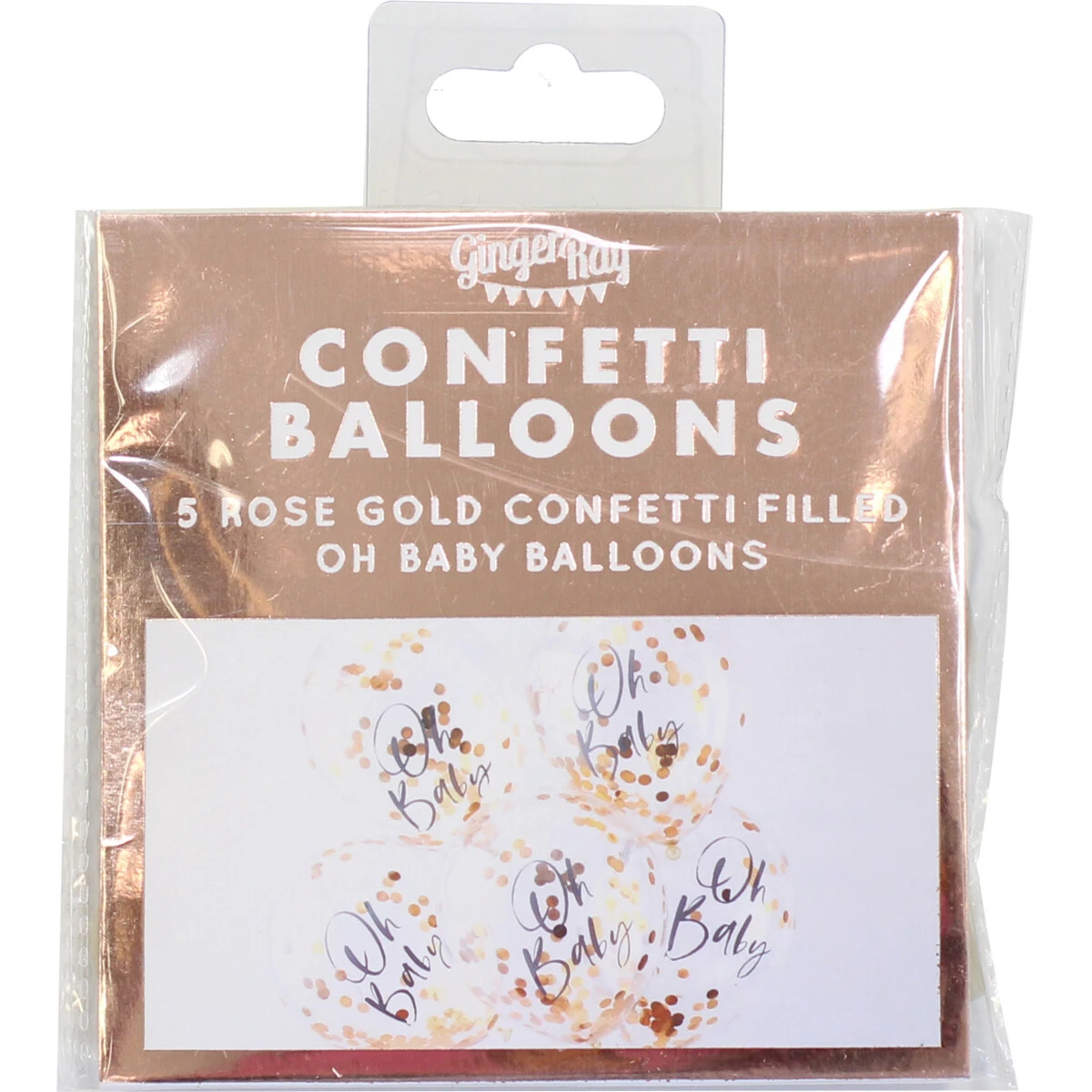 Ginger Ray 5 Konfetti Ballons "Oh Baby!" 4 Ginger Ray 5 Konfetti Ballons "Oh Baby!" – Bild 2